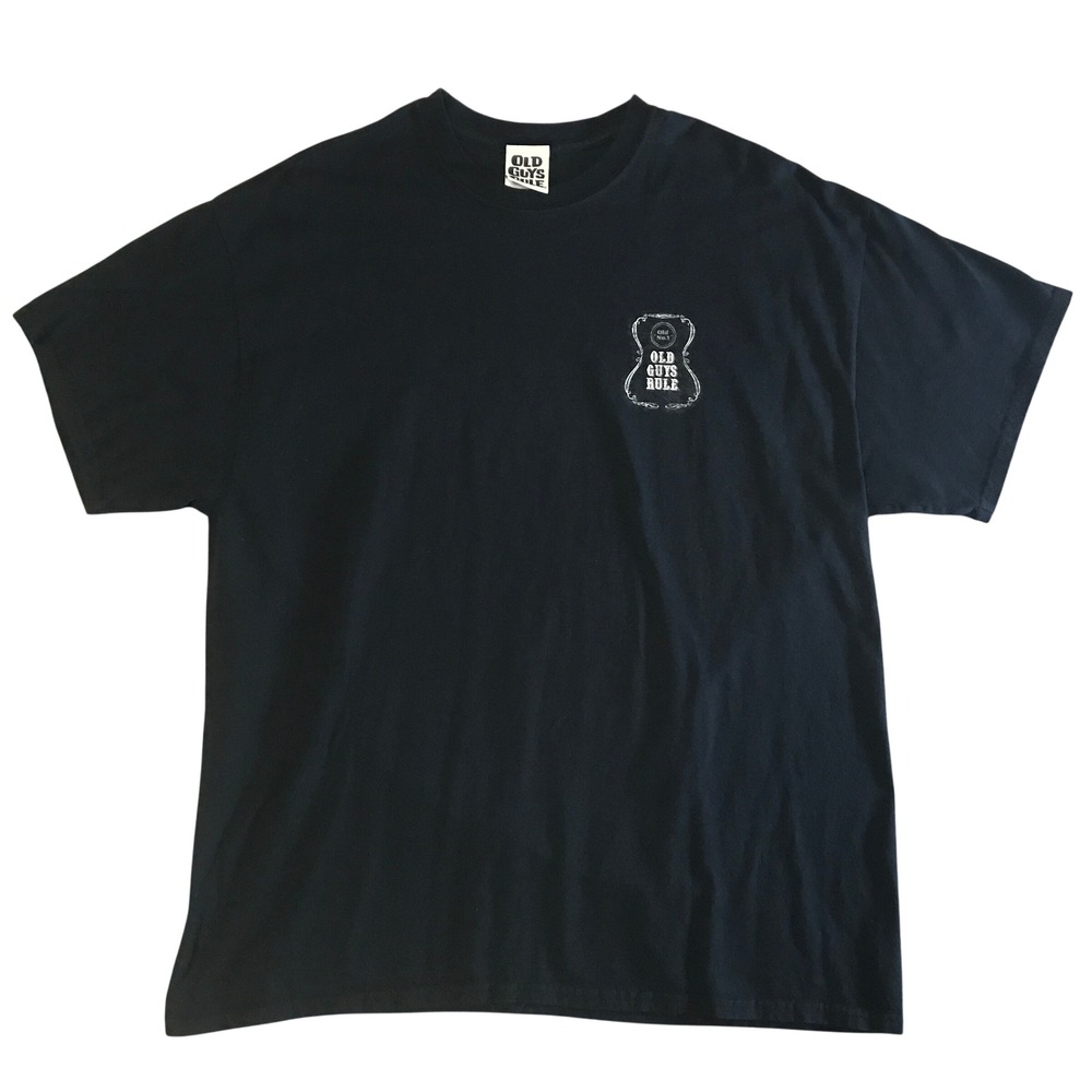 Old Guys Rule Mens XL Black Cotton Graphic T-Shirt Old No. 1 Whiskey Label Tee
